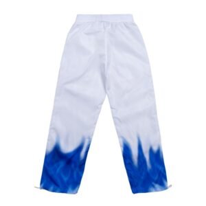 High quality pants Blue flames on hem White Cost effective pants