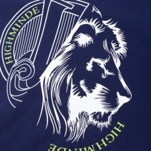 Blue front lion head print short sleeves T-Shirt
