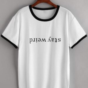 Letter Print Tee White Cotton Blends tee Cost effective T-Shirts
