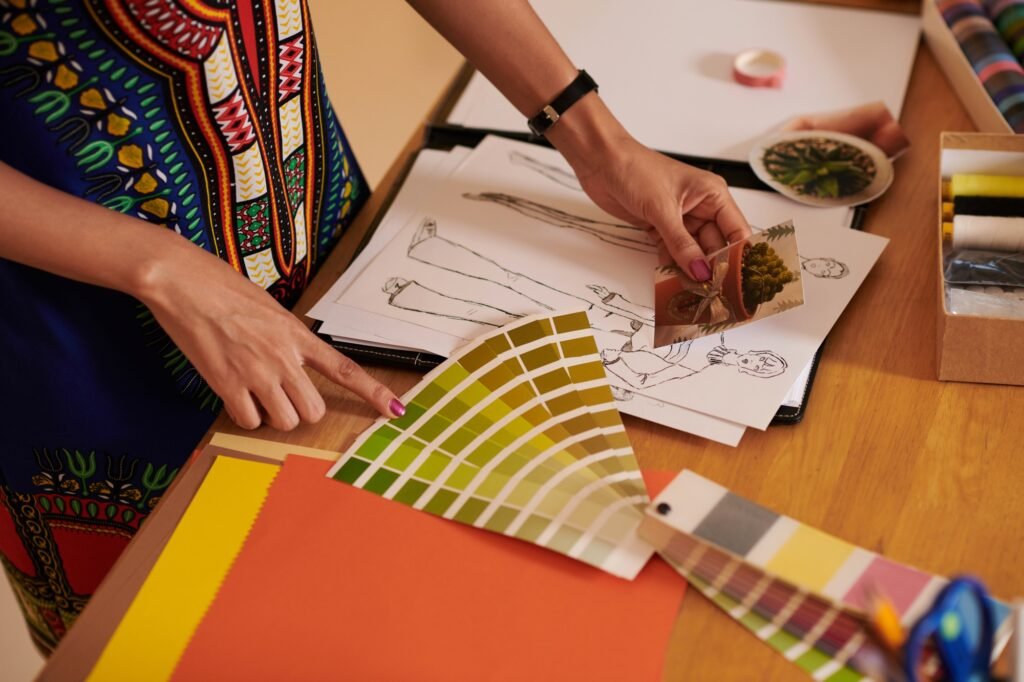 Fashion Designer Working on Color Palette