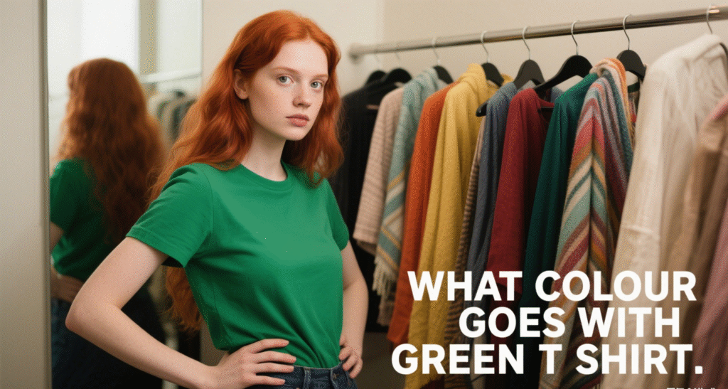 what colour goes with green t shirt