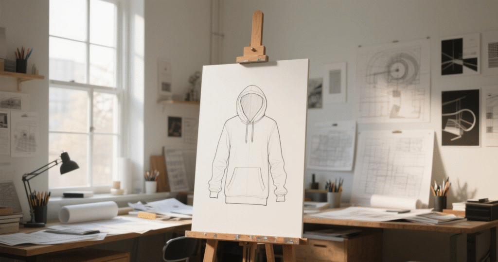 Painted hoodie outline and sleeves
